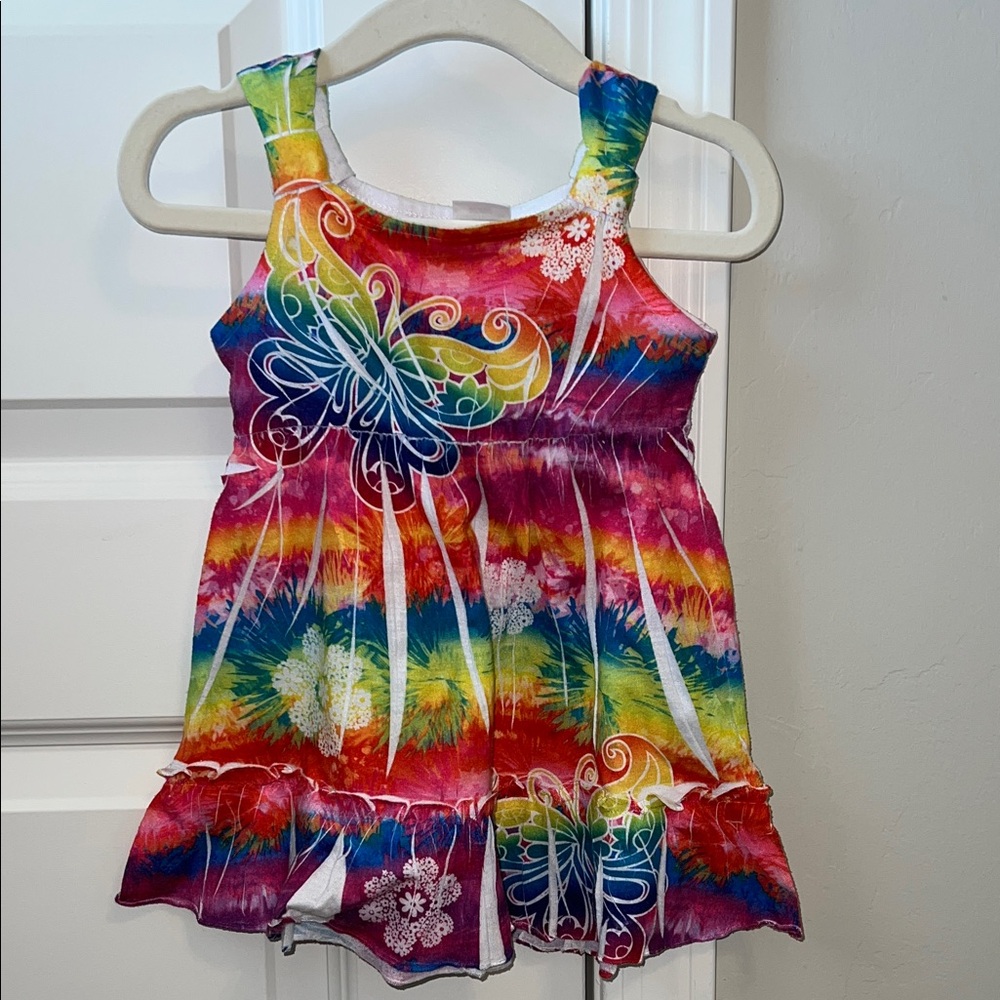 Y2K Colorful Tie Dye Butterfly Kids Dress